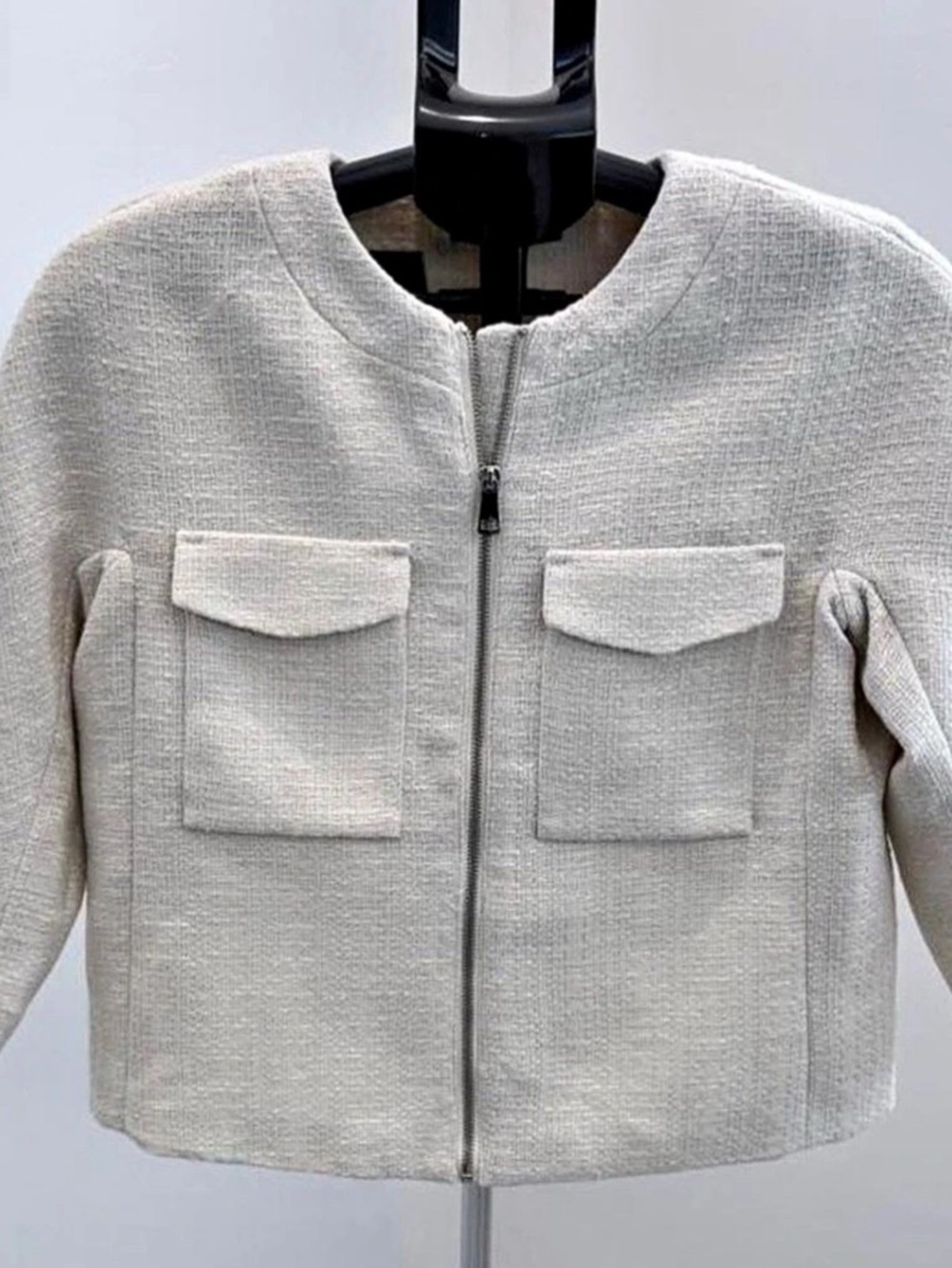 H&M Textured-weave Jacket in White Size 6 NWT